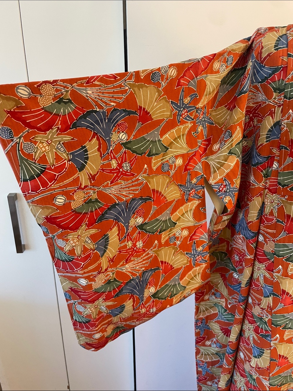 Vintage Orange Multi Floral Kimono Duster - Picture 3 of 9